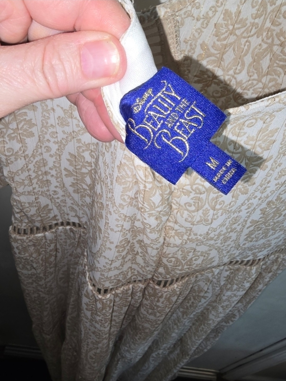 Boho Cream Paisley Maxi Dress Puff Sleeves-NWOT - Picture 10 of 11
